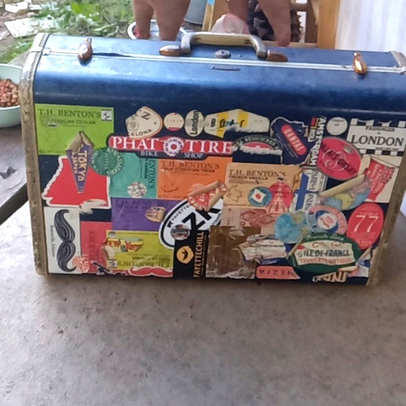 PETITE VALISE VINTAGE années 1950 Samsonite Shwayder Bros marbre bleu